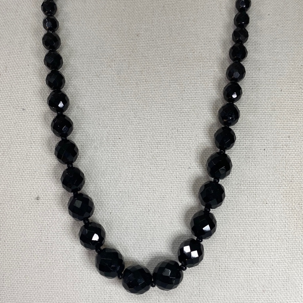 Gorgeous faceted black glass bead necklace